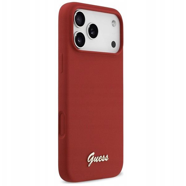 Guess для iPhone 17 Pro Max чехол Liquid silicone Gold metal logo & Camera Hard Magenta (MagSafe)